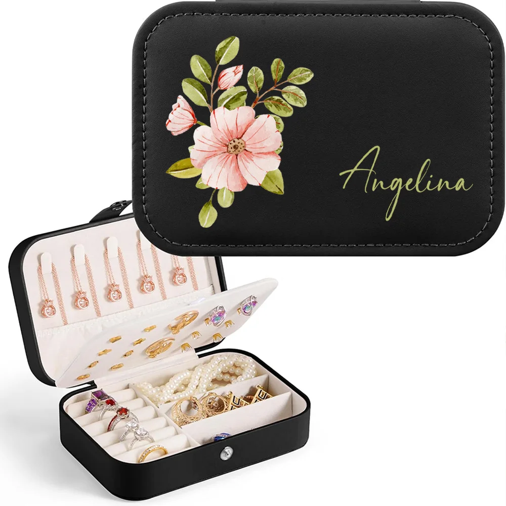 Elegant Personalized Purple Flower Jewelry Box with Custom Name – Perfect Gift