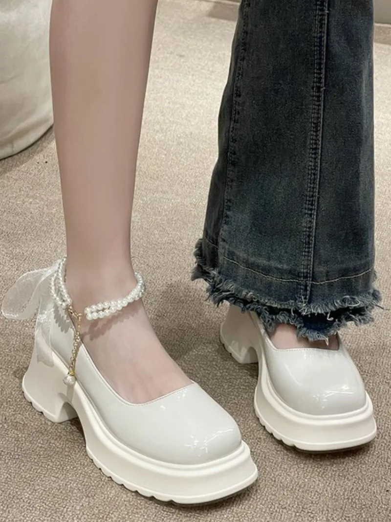 

New Summer Korean Style Mary Janes Shoes Women Fashion Vintage Office Lady Shoes Causal Buckle Round Toe Pumps Solid Design