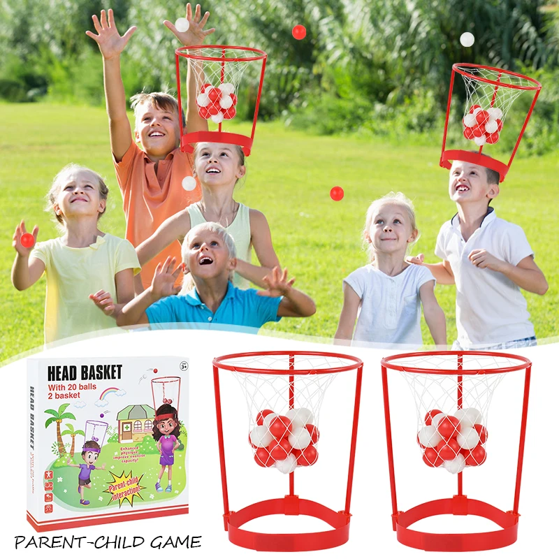

2 Pack Head Hoop Basketball Game Adjustable Basket Net Balls Throwing Toy Kids Gift Carnival Birthday Family Indoor Outdoor Game