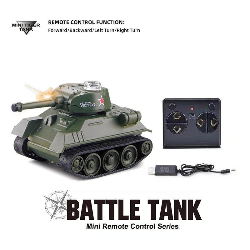 Mini char télécommandé RC 6.8cm - Camouflage rouge, bleu ou jaune