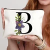 Floral Letter Bridesmaid Makeup Bags Bachelorette Party Gift Children Travel Bag Zipper Pouch Travel Organizer Case Cosmetic Bag 3
