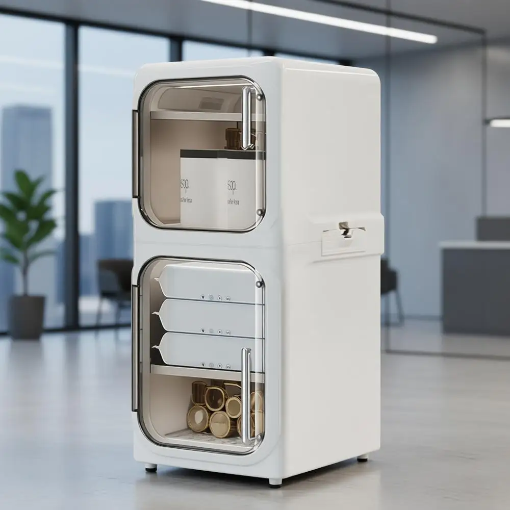 4-Tier Tall Narrow Storage Cabinet with Transparent Doors and Shelves,Plastic Slim Bathroom Organizer, Foldable Storage Cabinet