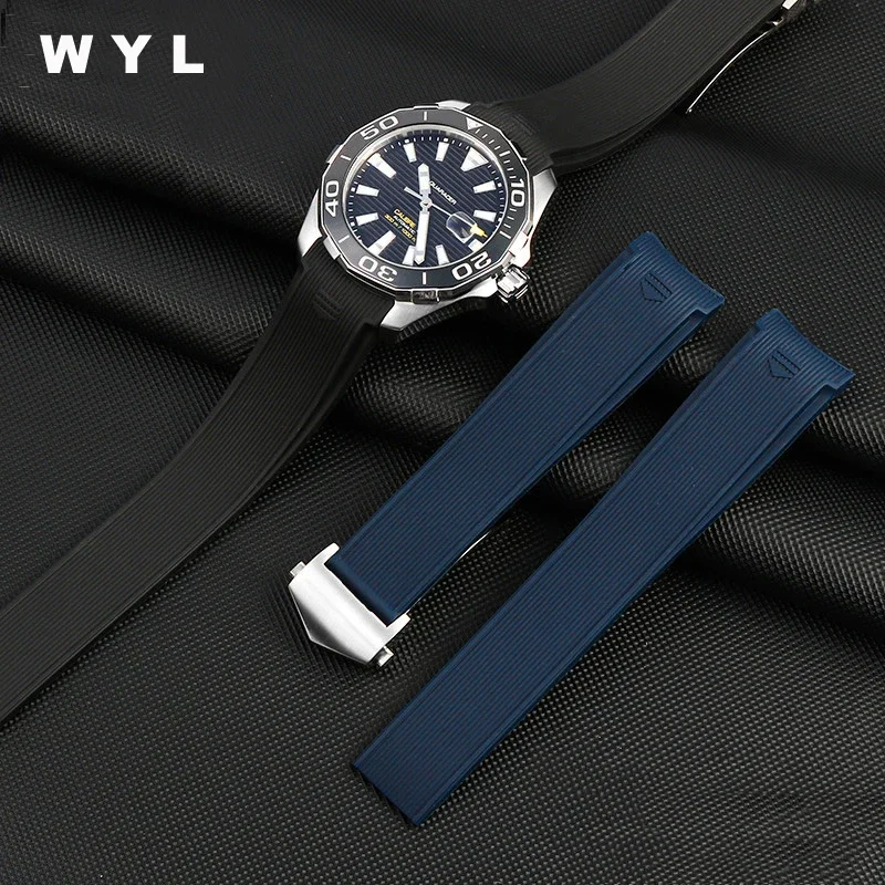 Cinturino Per Orologio In Gomma Siliconica Per Tag Heuer Carrera Aquaracer Series Watch Cinturino Nero Blu Adatto 22Mm