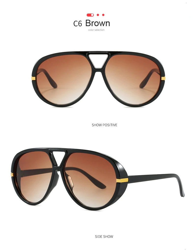 Wandern 2 stücke Übergroßen Pilot Oval Rahmen Anti Licht Gläser Frauen Punk Stil Vintage Doppel Strahl Shades Für Dame Outdoor brillen – Detail 10