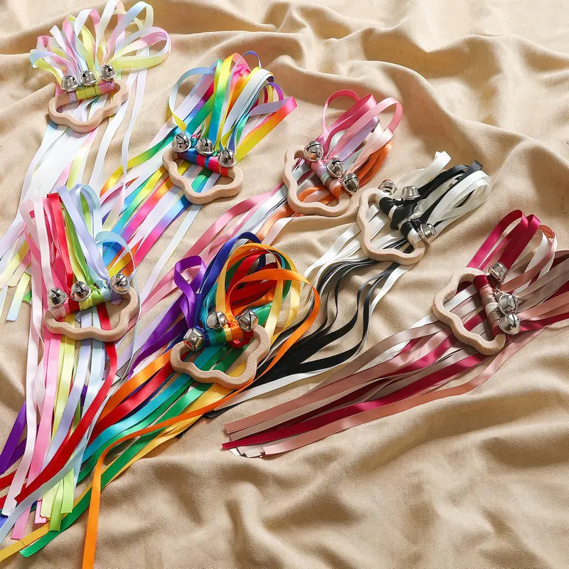 2pcs Kids Outdoor Toy Montessori Style Sensory Toy Running Dance Ribbon Ring BPA-free Newborn Upwards Develop Colour Recognition