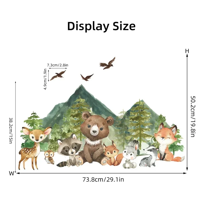 Wall Stickers Forest Animals Bear Deer for Kids Rooms Child Wall Decals Boys Nursery Room Decoration Cartoon Animals wall stickers,vinyl decal stickers,children room decoration