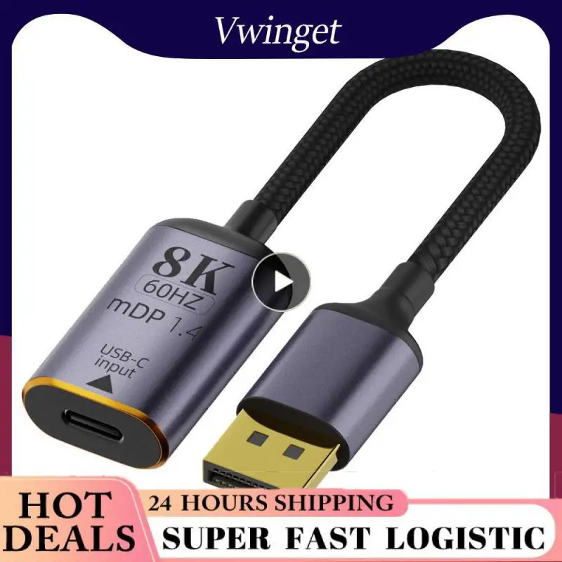 노트북 TV용 프리미엄 HDMI 호환 USB-C 비디오 어댑터, C타입 DP/미니 DP 변환기, 수-암, 8K 60Hz