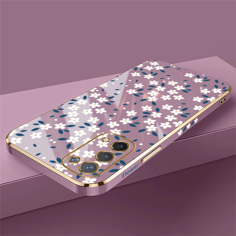 Elegant Floral Shockproof Silicone Phone Case with Plating Finish