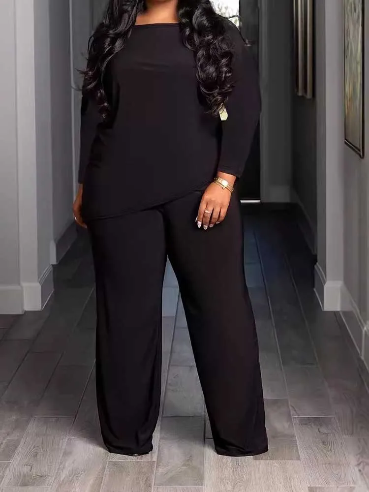 2piece Woman Outfit Autumn Pant Suits with Long Sleeve Top 4x Plus Size  Women Clothing Sets Solid Color Casual Outfit Female - AliExpress