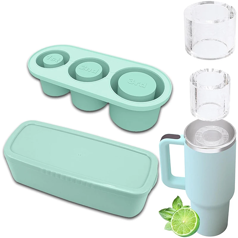 

Ice Cube Tray For Stanley Tumbler Cup Silicone Cylinder Ice Mold With Lid and Bin For Freezer Ice Drink Juice Whiskey Cocktail