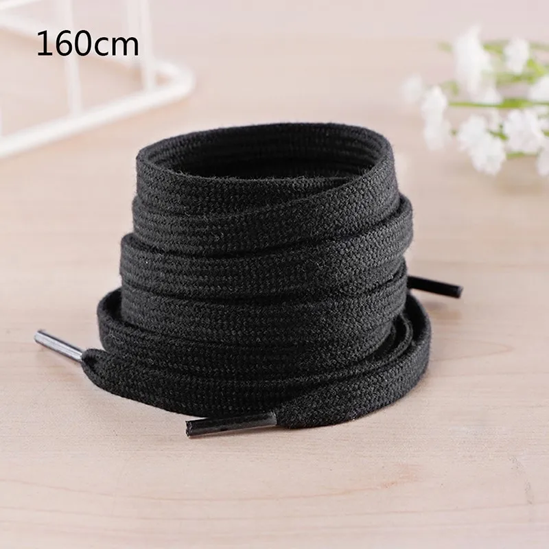 White Black Solid Color 100-160cm Cotton Thick Flat Shoelaces Wide Sports Casual Shoe Lace For Sneakers 1 Pair shoe laces