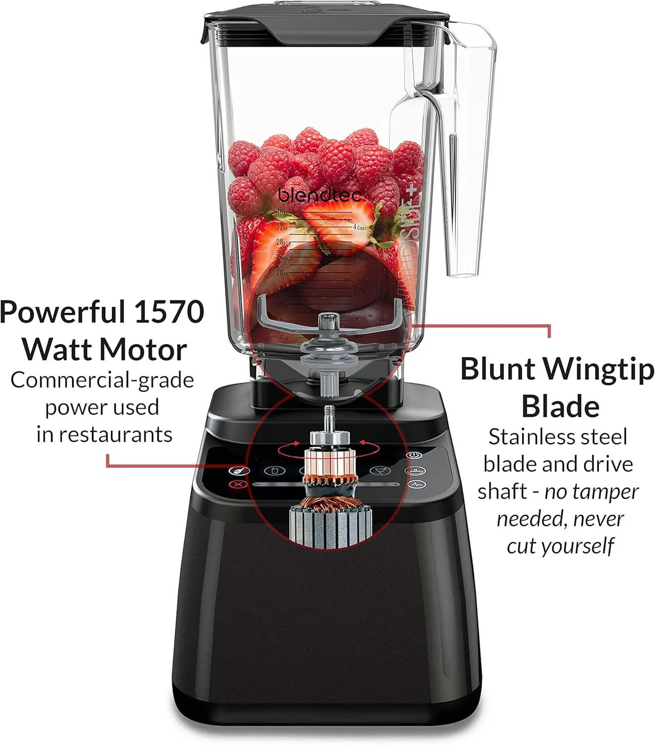 Original Designer Series Blender and 9Oz WildSide+Jar Kitchen Blender Bundle Stainless Steel Hot Mix 8Speed Control Safe Mixing