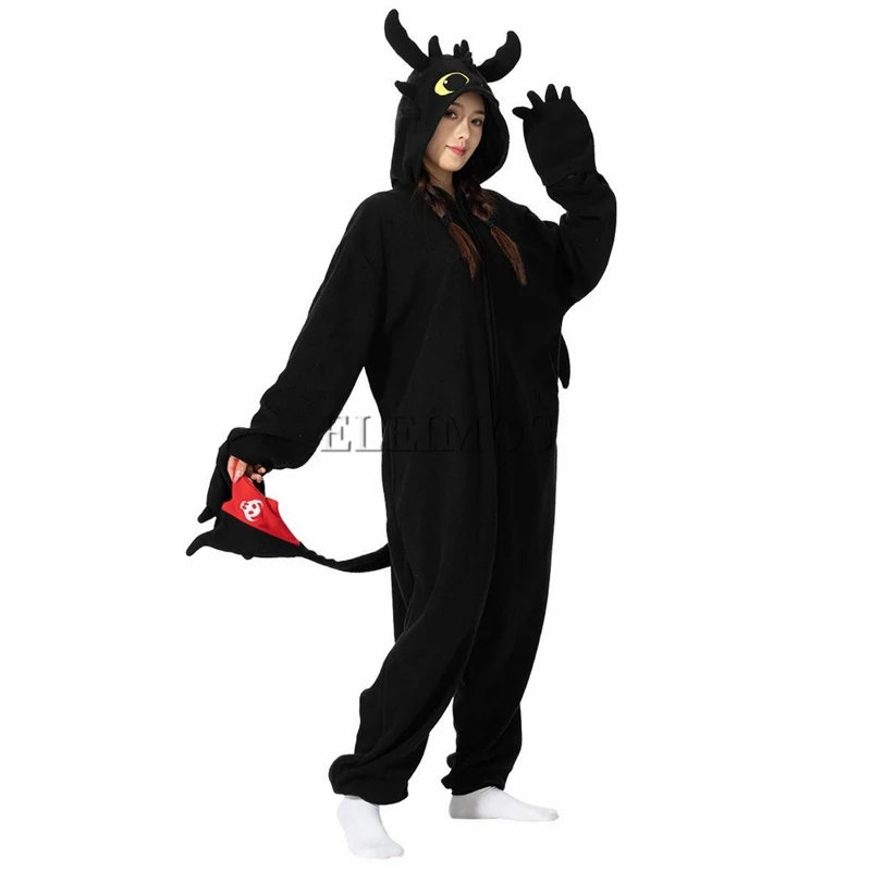 Black White Kigurumi Onesie Cartoon Pajamas For Adult Women Men Animal Pyjamas Homewear Halloween Cosplay Party Costume XXL