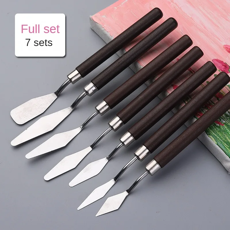 

Comfortable Grip Fine Art Scraper Oil Painting Supplies Palette Knife Stainless Stainless Steel Mahogany Cream Mixing Spatula