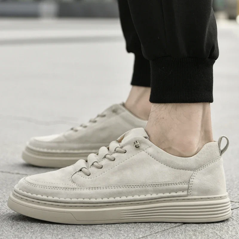 Italian Men Genuine Leather Sneakers Waterproof Vulcanized Shoes Comfy Casual Business Shoe Men Outdoor Shoe Plus Size37-47