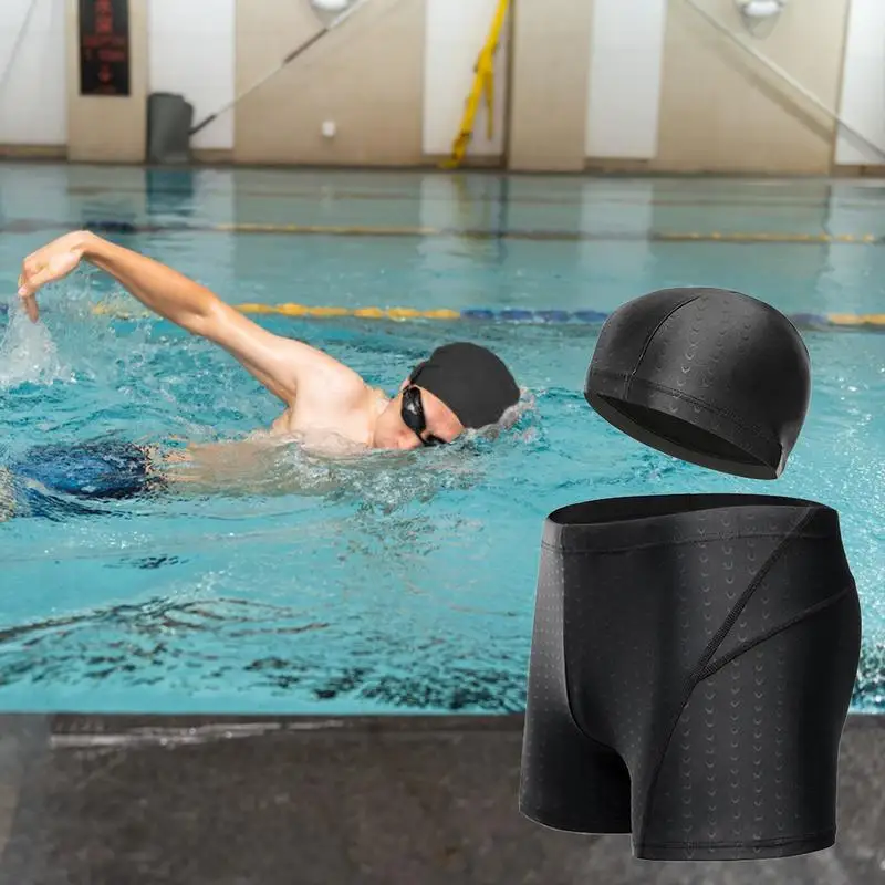Man Swim Trunks Drawstring Men Swim Jammer Comfortable Imitation Sharkskin Swimwear For Racing Training & Bathing
