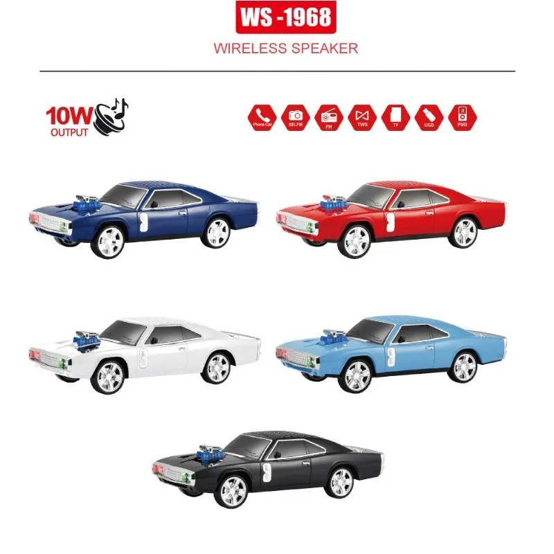 Car Shape Bluetooth Speaker Retro Stereo Sound Wireless Portable Music Player Led Light BT USB TF FM TWS Loud-speaker