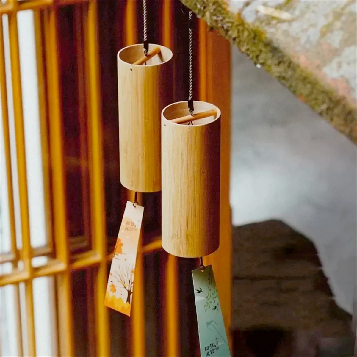 Bamboo Wind Chimes Set 8 Tone Rods For Outdoor Garden Patio Home Decoration Meditation