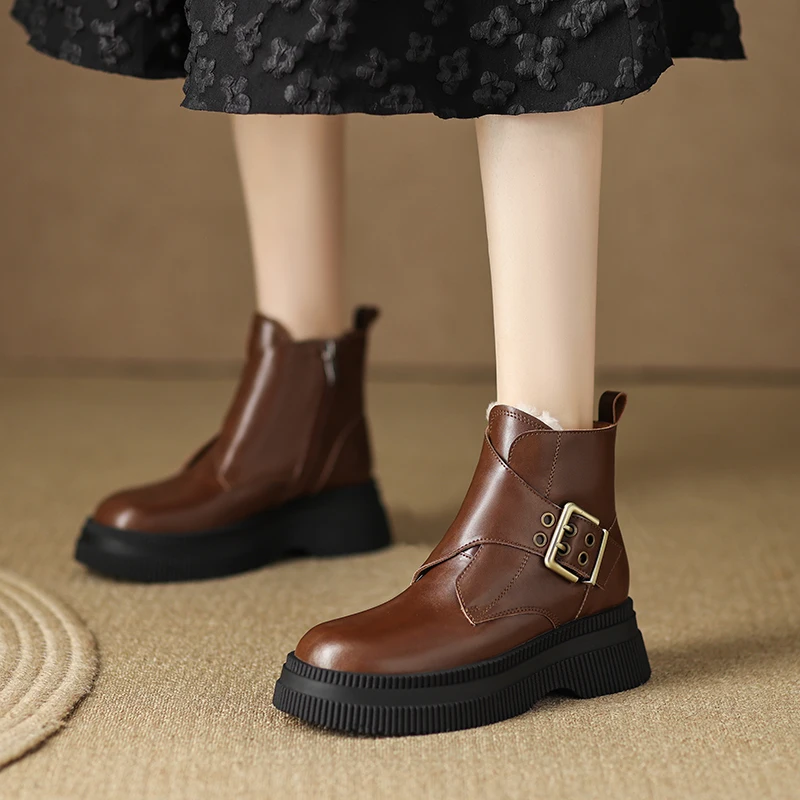 

Женские ботинки челси из натуральной кожи, с металлической пуговицей, Осень-зима 2022