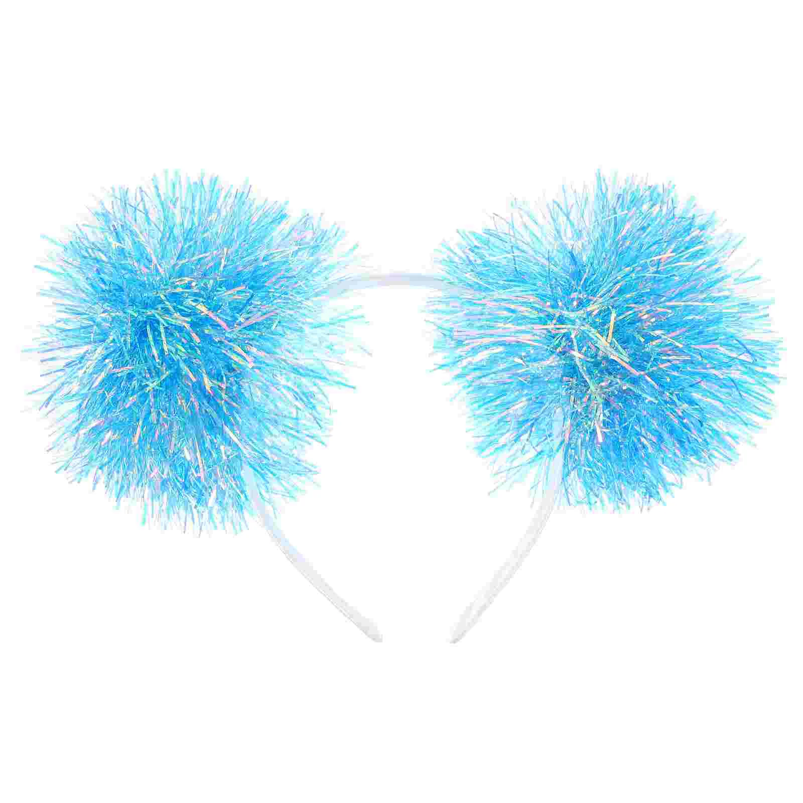 

Foil Strips Pom Pom Headband Tinsel Head Bopper Pom Pom Fluffy Ball Hair Loop Cosplay Hair Accessories Women Girls Birthday