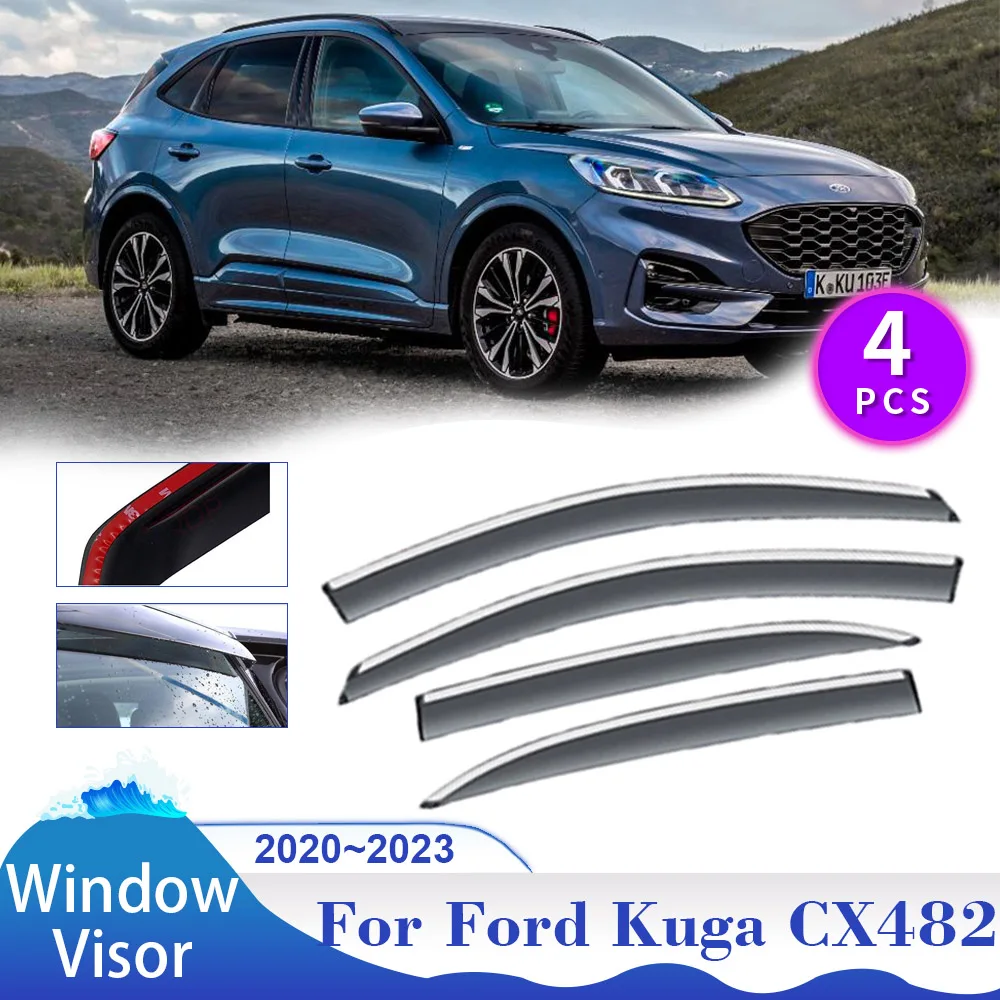 

Car Windows Visor for Ford Kuga Escape CX482 2020 2021 2022 2023 Sun Rain Guards Deflector Vent Smoke Covers Exterior Accessorie