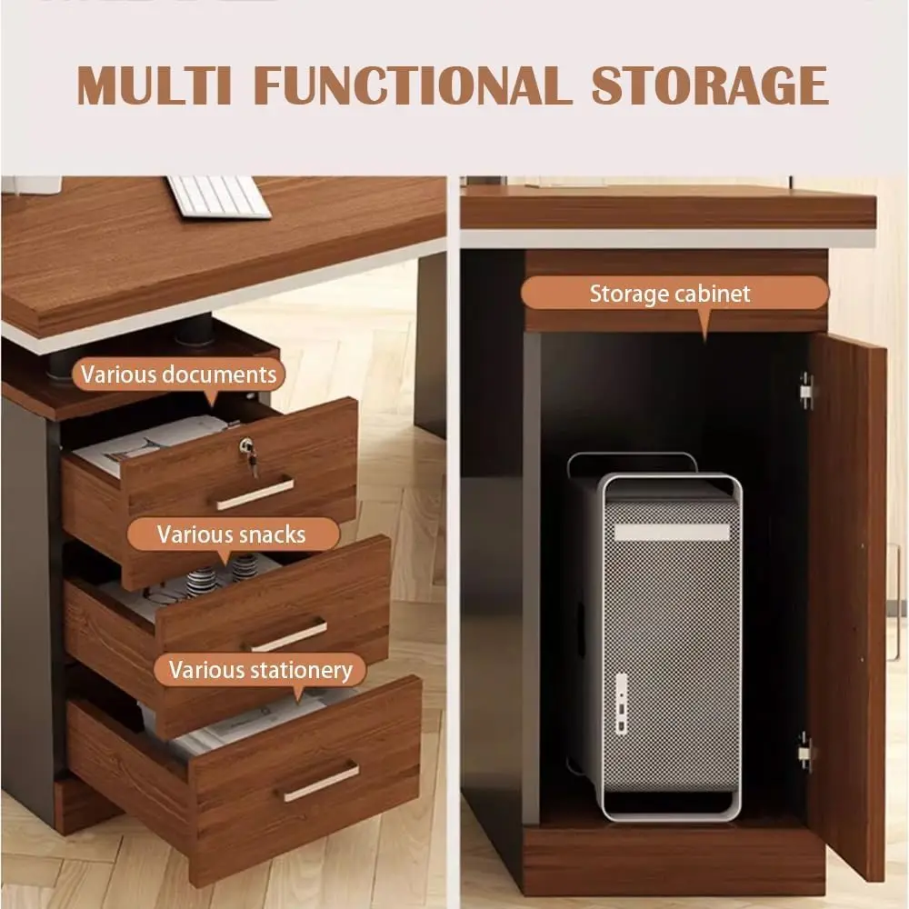 مكتب تنفيذي مع خزانة تخزين 120x60 سم