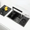 Small Size Black Hidden  Kitchen sink Single bowl Bar  Stainless Steel Balcony  Concealed  With cup washer 1