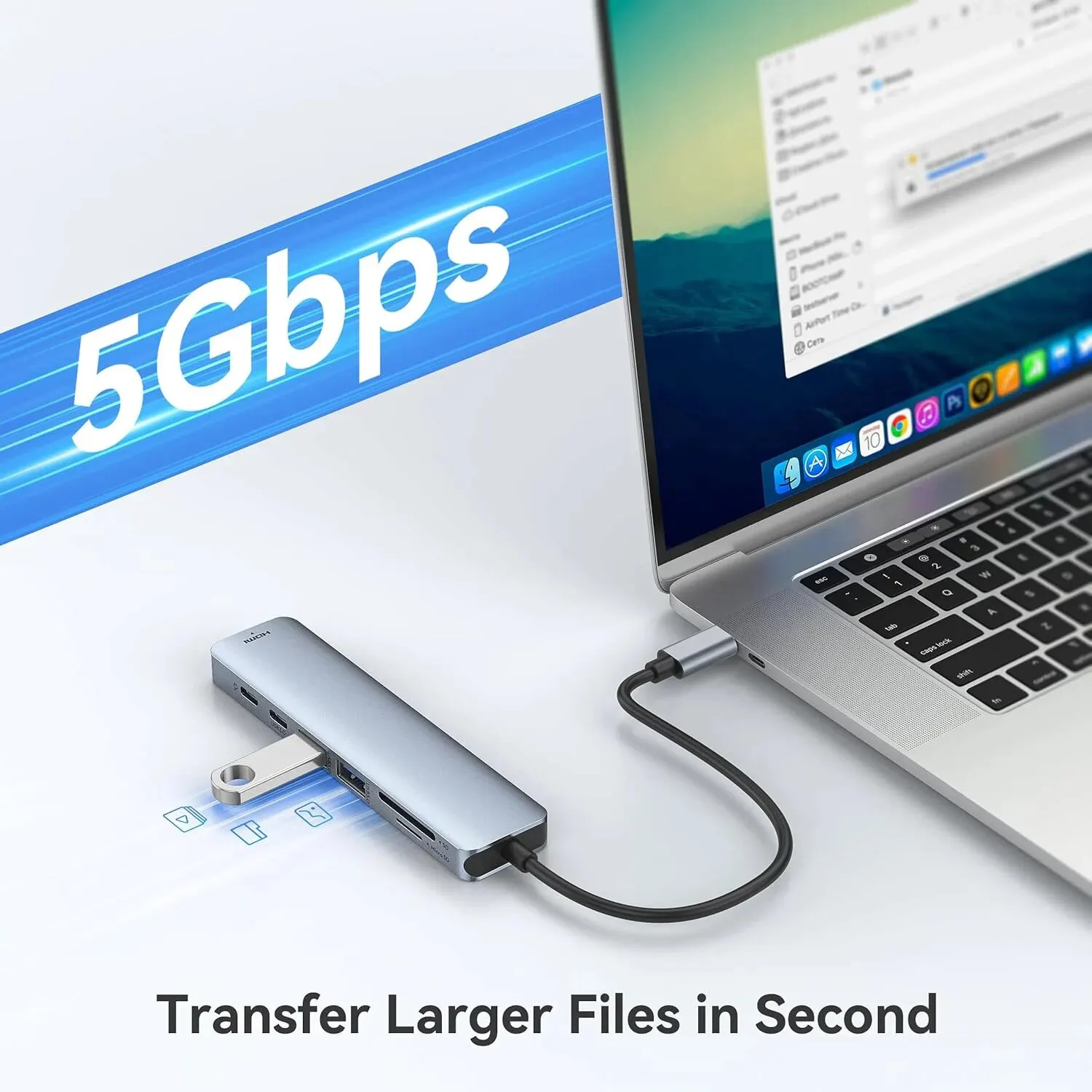 USB C 허브 어댑터 to 4K HDMI 호환 SD TF 카드 리더, USB 3.0 2.0, C타입 PD 충전, 맥북 아이패드 덱스 씽크패드용