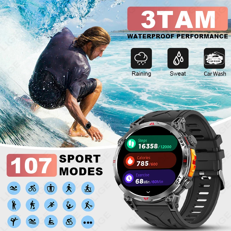 2026 New Premium GPS Smart Watches Outdoor Altimeter Barometer AMOLED Screen Built-in GPS Compass Military Sports Smartwatch Men