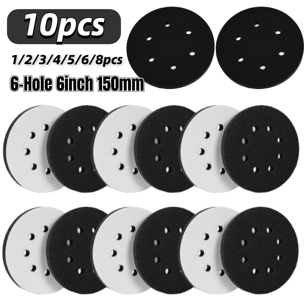 

10-1pcs 6 Inch 150mm 6-Hole Soft Sponge Interface Pad Sanding Pads Backing Hook And Loop Sanding Discs For Polisher Power Tool