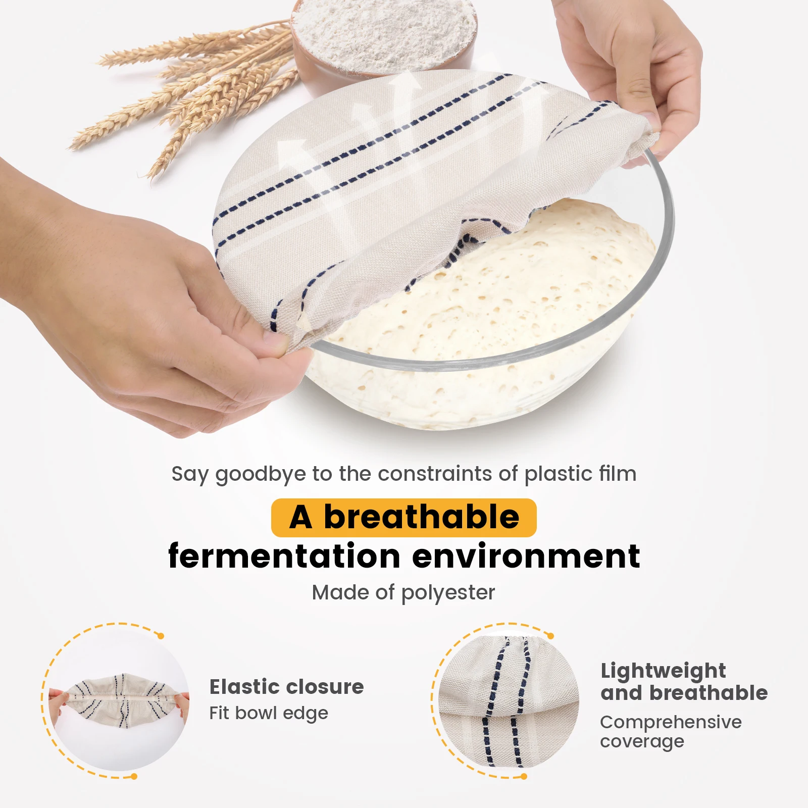 3/6Pcs Bowl Cover Elastic Bread Fermentation Cover Reusable Sourdough Fermentation Jar Covers Set for Baking Kitchen Accessories