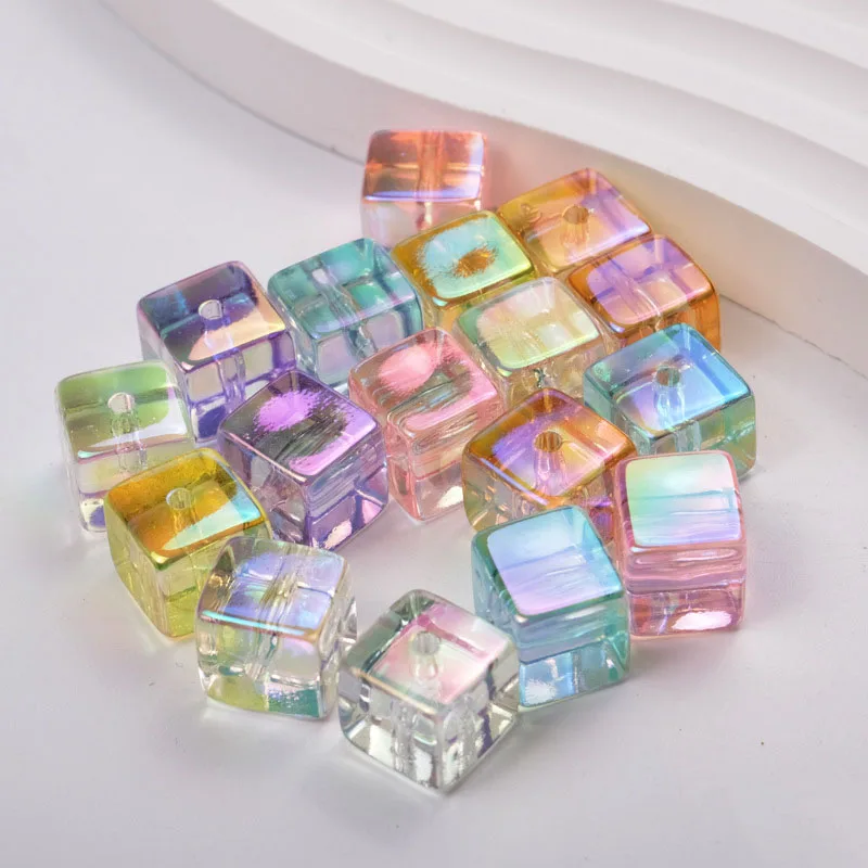 

Transparent AB Colors 12MM Cube Square Plastic Acrylic Jewelry Beads Ornament Accessory Material Necklace Bracelet Spacer 100pcs