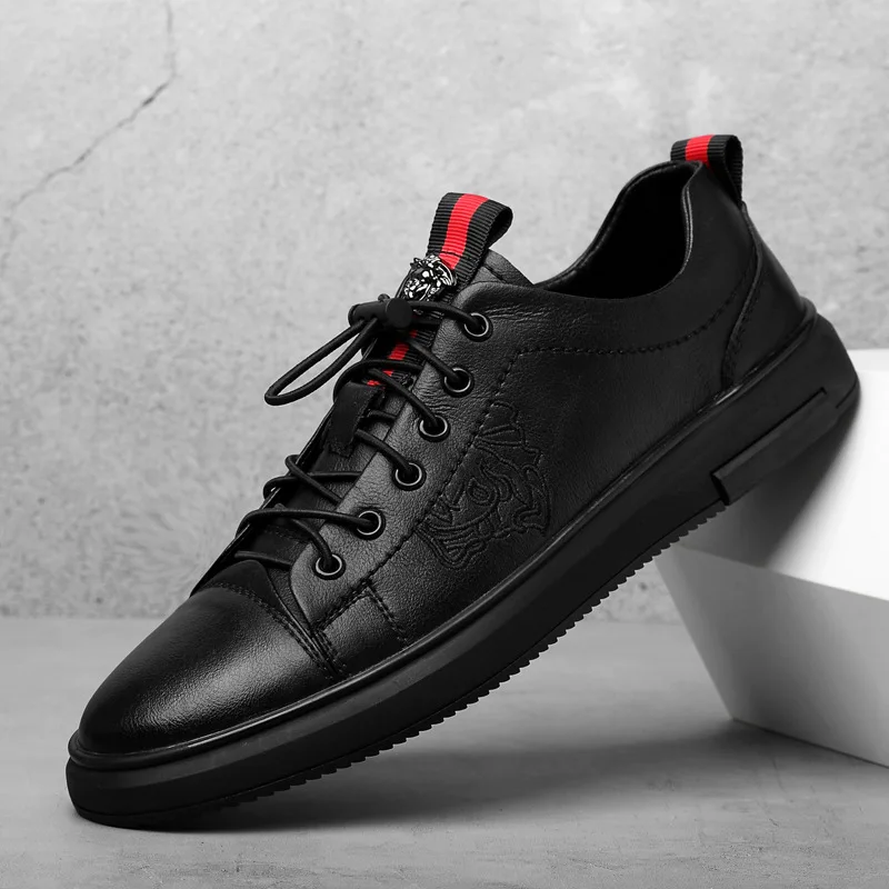 

2023 Spring Autumn New Designer Men Sneakers Fashion Causal First Layer Cowhide Black White Sports Casual Board Shoes for Men