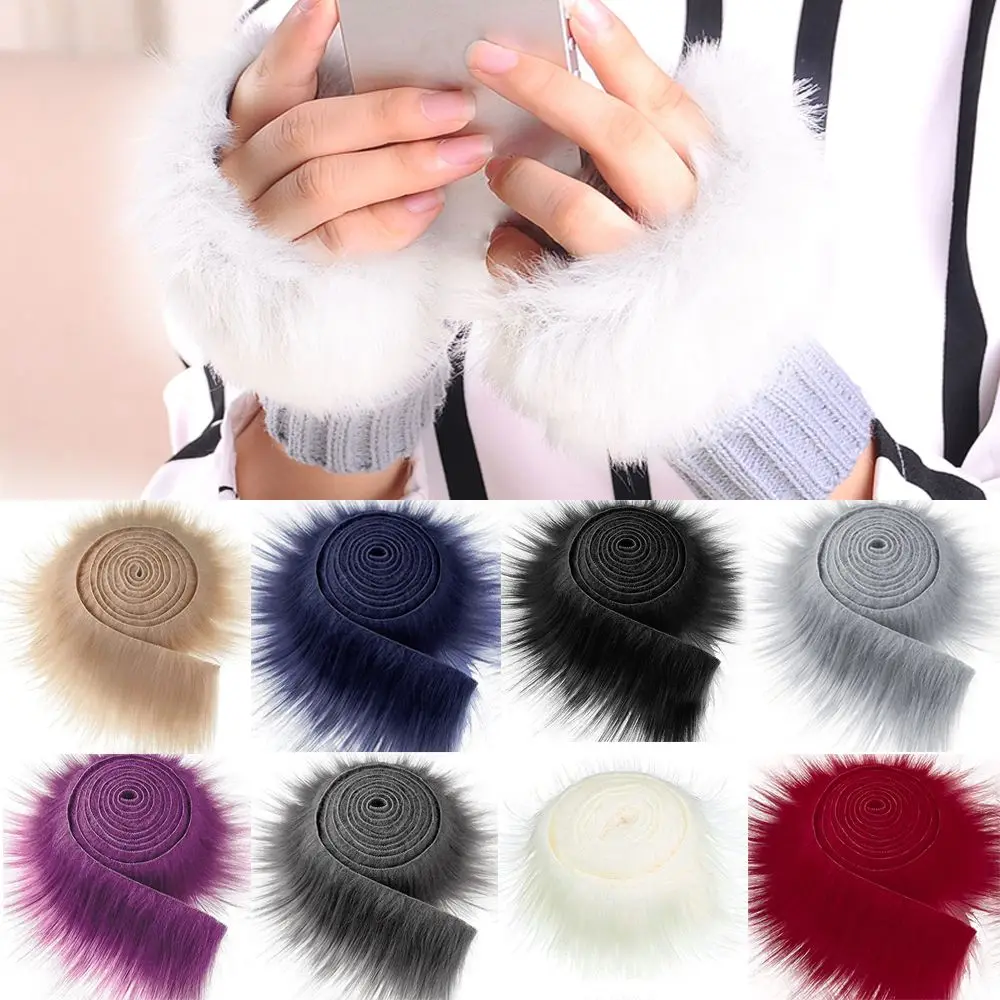 DIY Crafts Fluffy Trimming Soft Winter Costume Trim Fabric Roll Plush Fur Stripe Long Plush Fur Fabric Faux Ribbon Tapes fur fabric