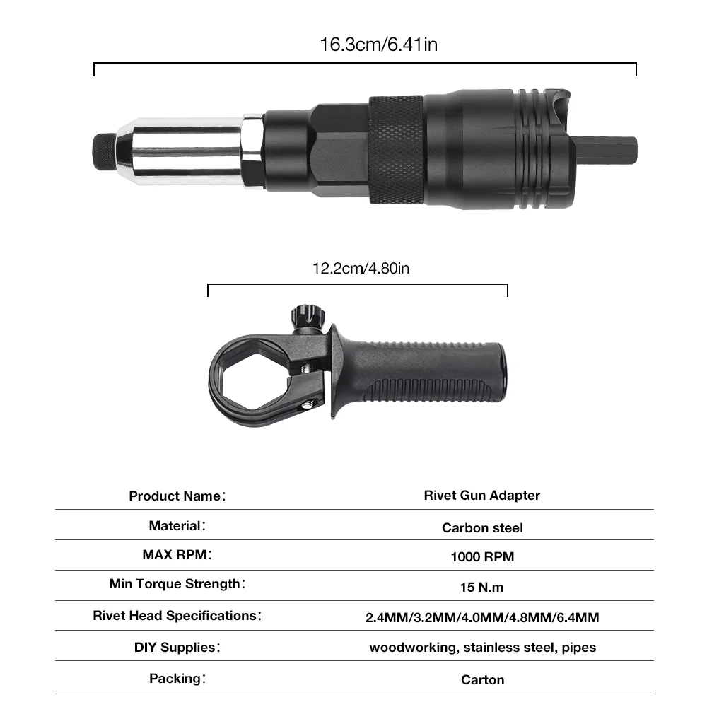 Electric Rivet Gun Rivet Nut Gun Adapter rivet gun rivet nut tool rivet gun set Home Plug-in Wireless Nut Converter with Wrench 2.4MM/3.2MM/4.0MM/4.8MM/6.4MM