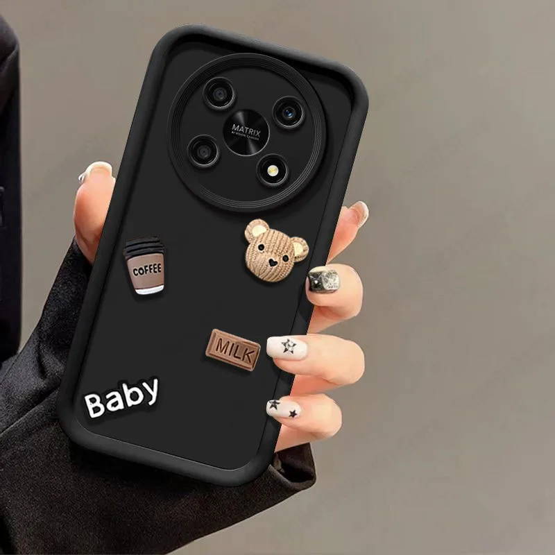 Cute 3D Bear Liquid Silicone Full Coverage Matte Soft Phone Case