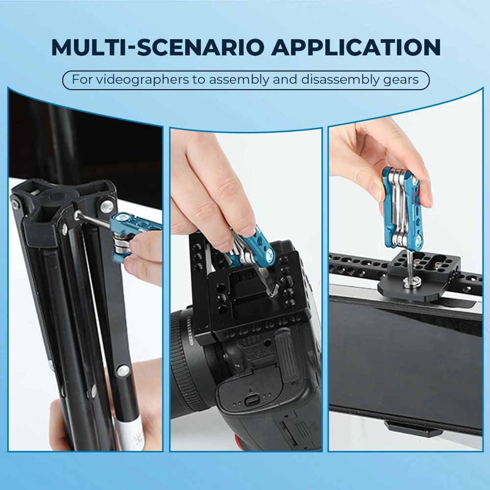 HDRig 6 in 1 Hex Spoke Wrench Foldable Multi Function Repair Tool Kit for Camera Cage Set, for Filmmakers and Creators