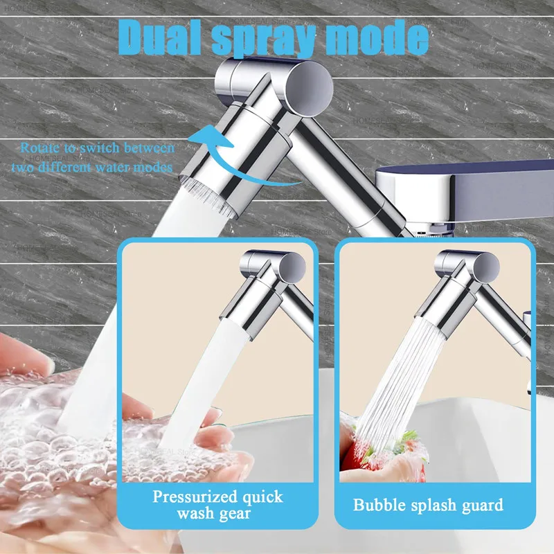 1440° Rotatable Scalable Metal Faucet Aerator Bathroom Tap Splash-proof Bubbler Faucet Filter Nozzle Tap Saving Water Extender 5