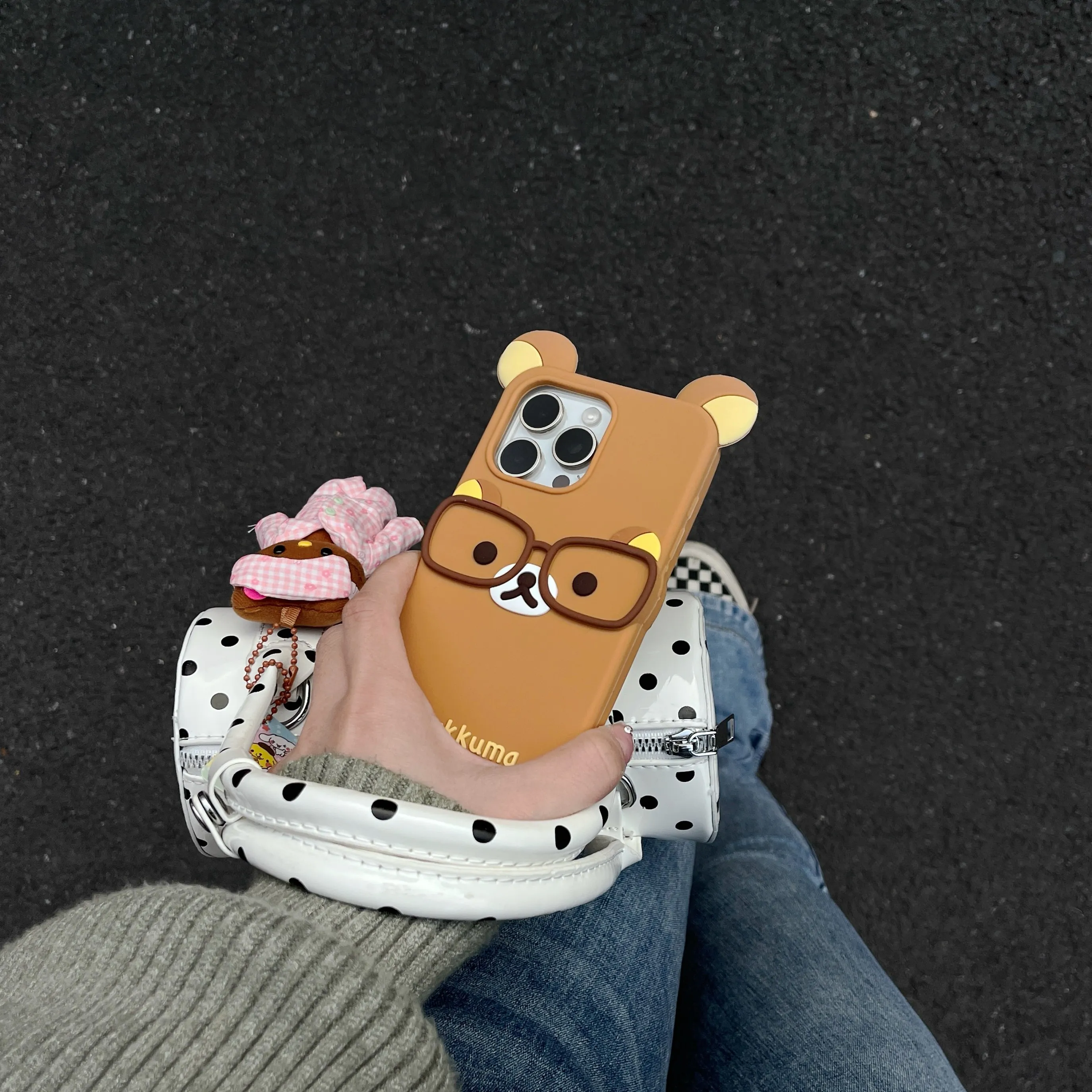 Cartoon Glasses Rilakkuma Bear 3D Kawaii Silicone Soft Cover Case