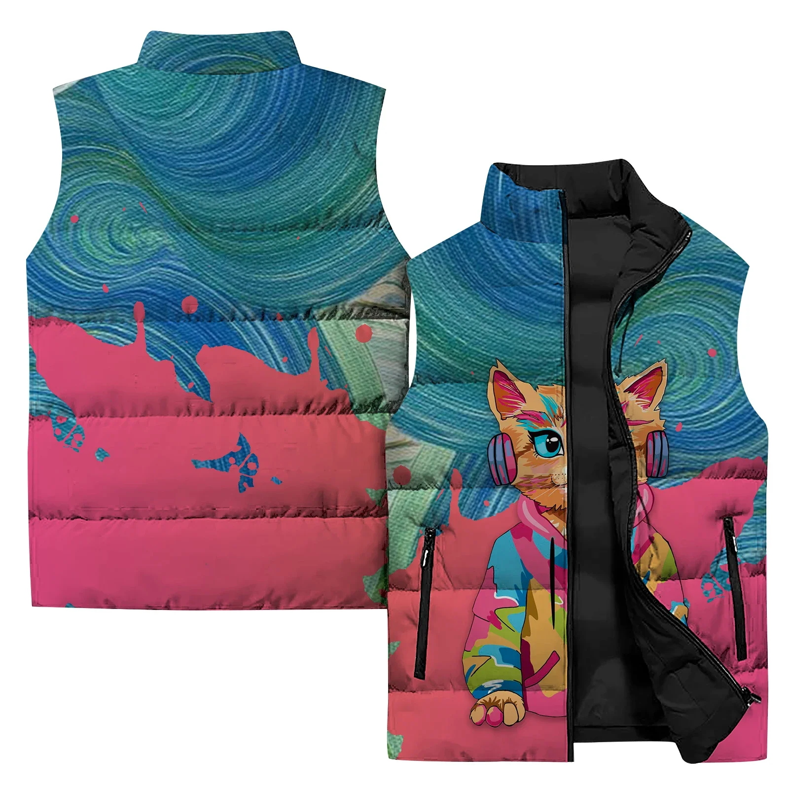 thumbnail image 1 of Chaqueta de chaleco a prueba de frío de moda para hombre Chaquetas Chaleco con estampado de oso polar para hombre Ropa para hombre 2024 Chalecos Abrigos cortavientos sin mangas, 1 of 5