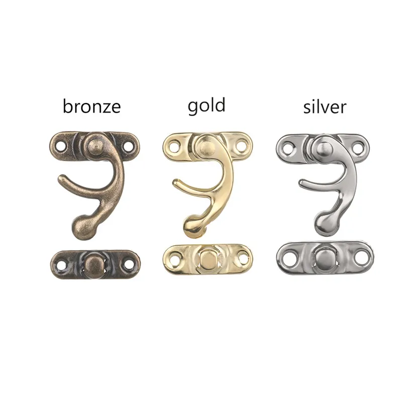 Decorative Latches 10PCS/bag Vintage Metal Hardware Furniture Wooden Box Leather Bag Hardware Lock Padlock Hasp With Screws