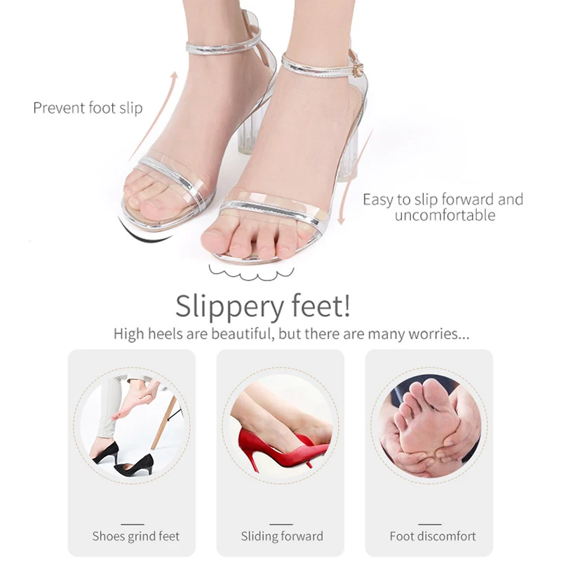 2pairs Leather Forefoot Pads Women Adhesive Anti Slip Insoles Stickers Sandals High Heels Inserts Foot Pain Relief Shoe Cushion