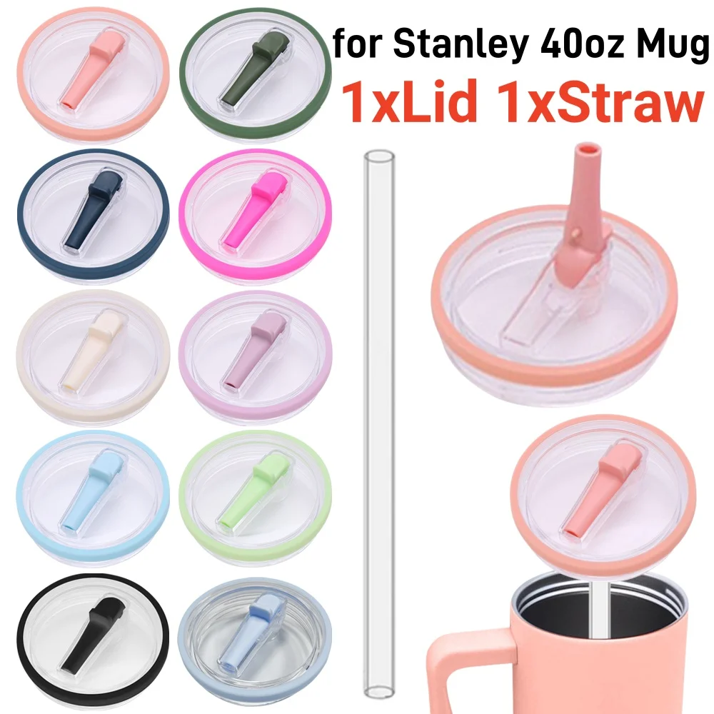 40Oz Tumbler Flip Straw Lid Replacement Spill Proof Tumbler Cover Reusable Splash Resistant Straw Cap for Stanley Mug Accessory