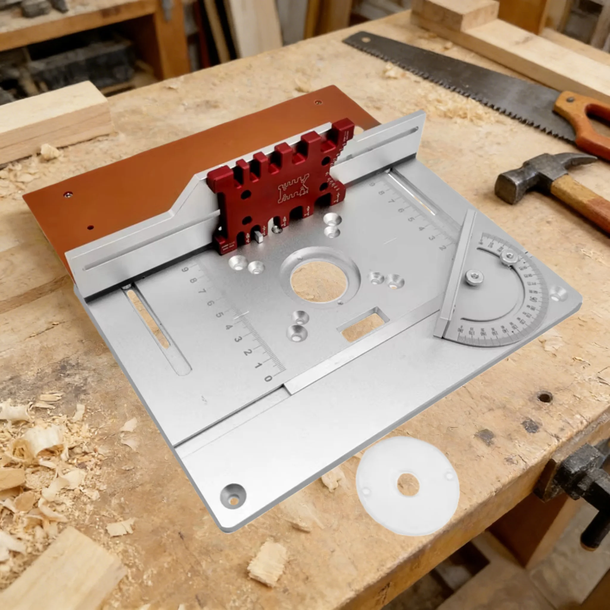 Aluminium router table insert plate with miter gauge guide electric wood milling flip board table saw woodworking workbench woodworking tools router table insert plate