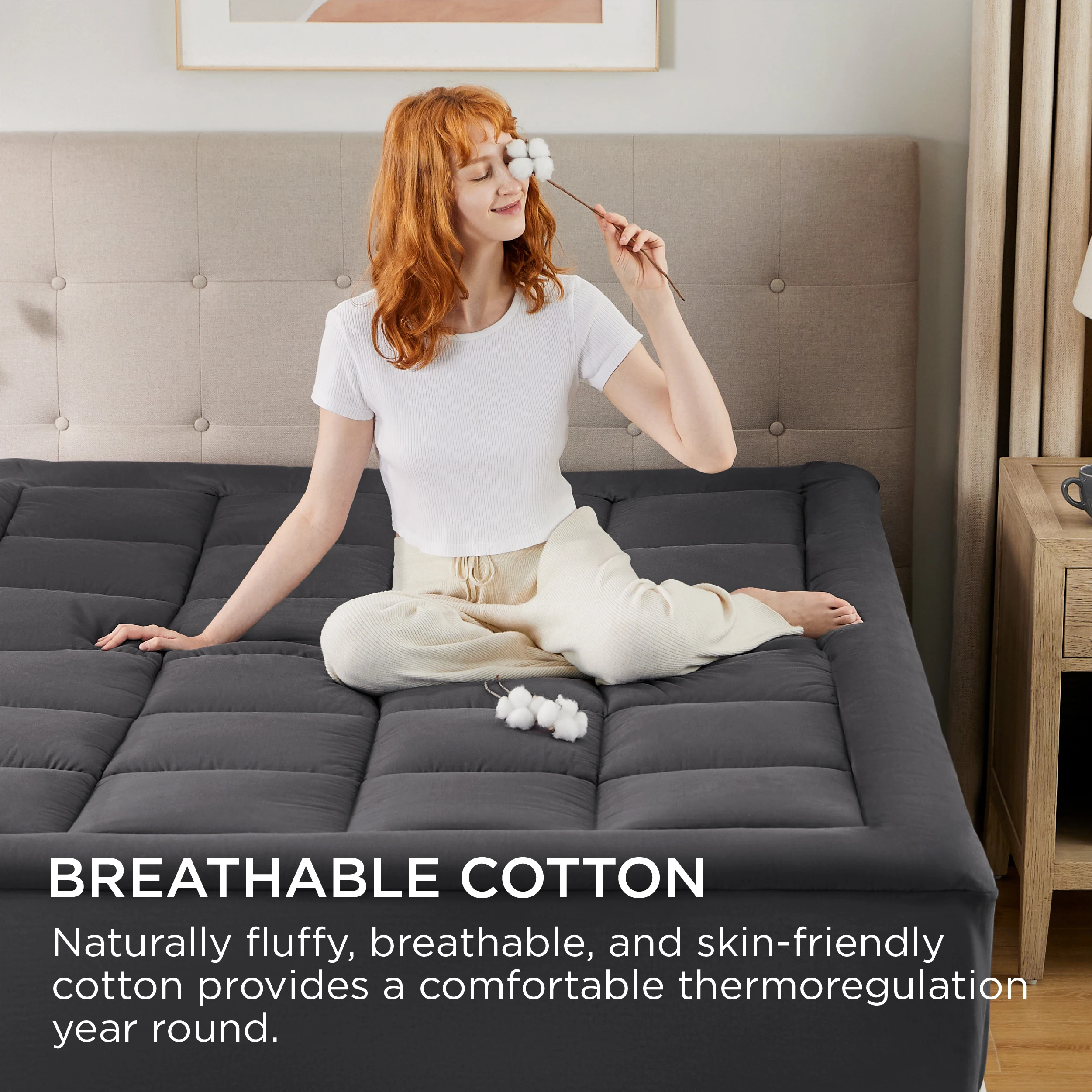 Breathable Cotton Quilted Mattress Pad for Comfort