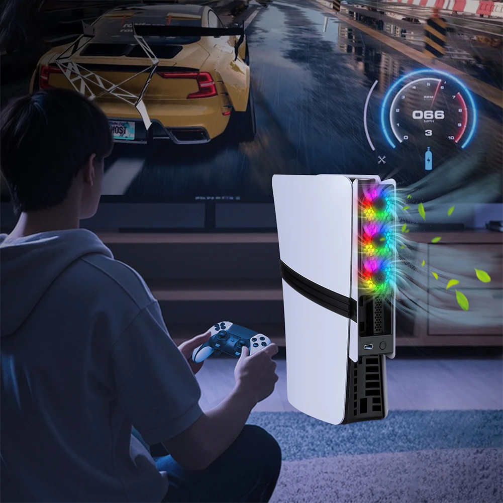 PS5 Pro Slim RGB Cooling Fan with USB Port