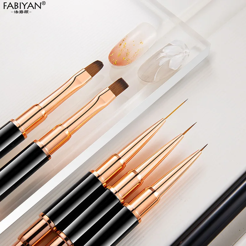 Double ended Nail Art Painting 5/7/9/11/15/20mm Nail Liner Brush Drawing Flower Striping Manicure Tools 4