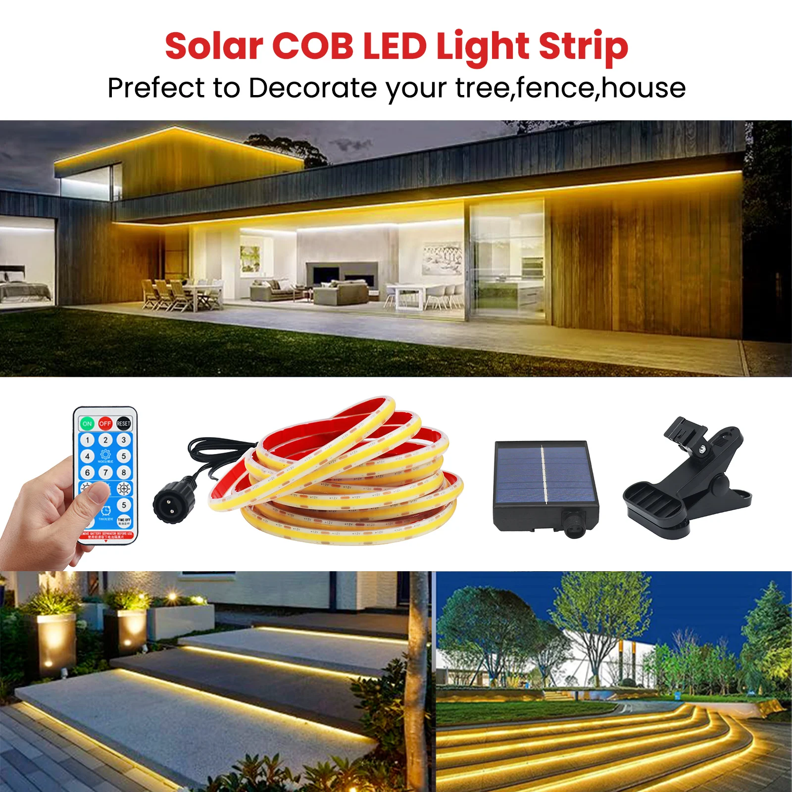Description Picture 4 of itemSolar COB LED Strip P68 Waterproof 12V 320LEDs/M High Density Ribbon Tape Rope Solar LED Lights/Lamp for Outdoor Garden Decor