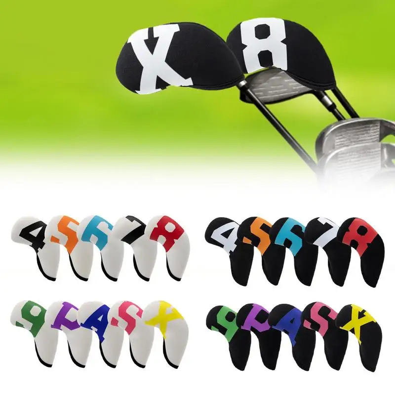 

Head Covers For Golf Clubs 10PCS Golf Club Head Protective Covers Headcovers For Irons Fit Main Iron Clubs Golf Accessories