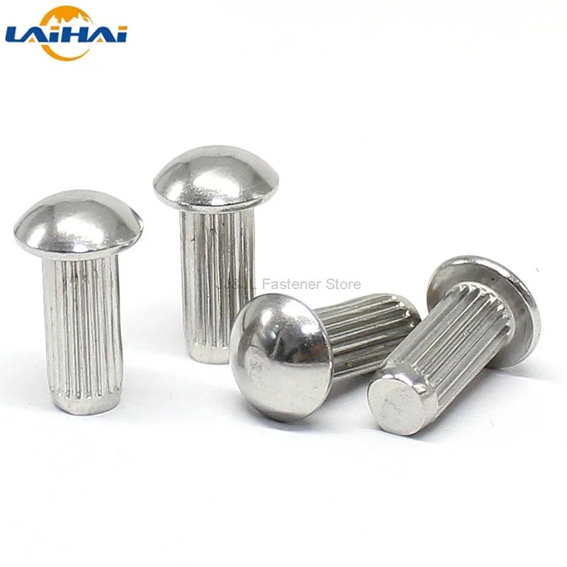 Rivets And Fasteners Rivets And Screws 10/50pcs M2-M5 304 Stainless Steel Button Round Head Knurled Shank Solid Rivet Self Plugging GB827 Diameter 2-5mm